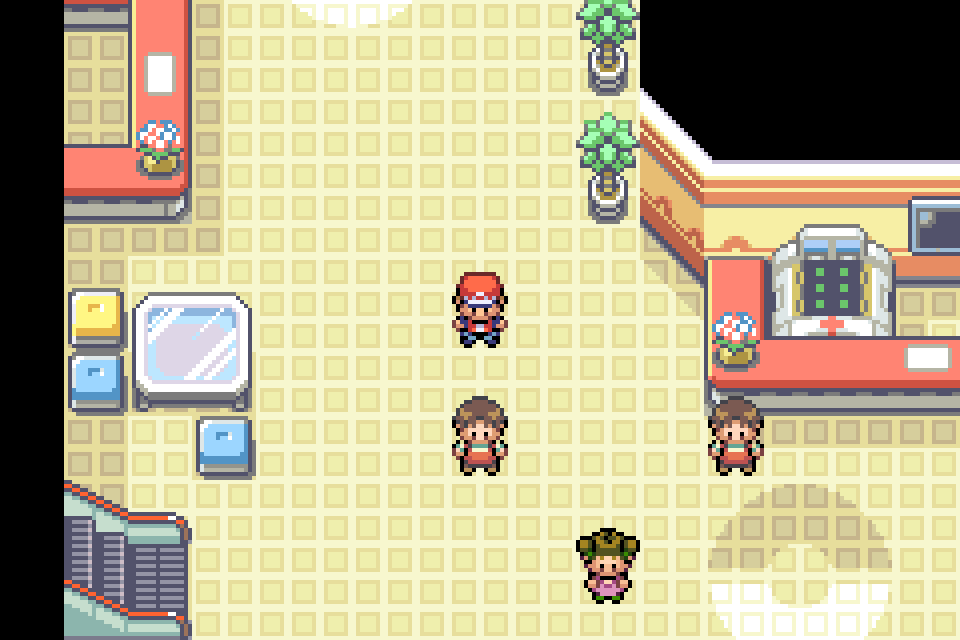 Real in-game mGBA capture of Battle Tower Lobby in Pokémon Definitive Build 10.68.1