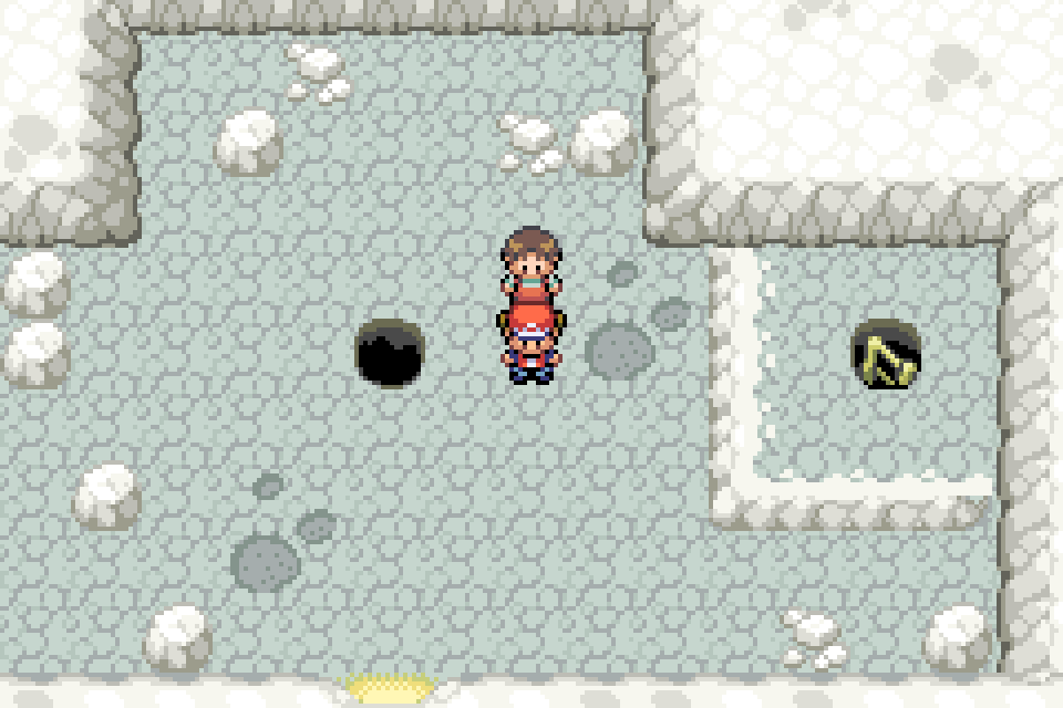 Real in-game mGBA capture of Distortion Falls in Pokémon Definitive Build 10.77.1