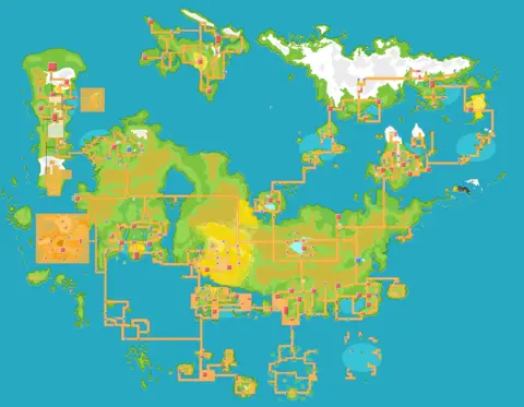 Connected Pokémon Definitive game-style world map